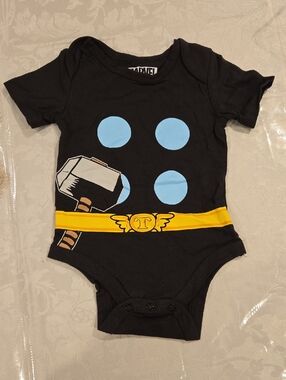 Marvel Thor Baby Onesie - Black with Blue and Yellow Graphic